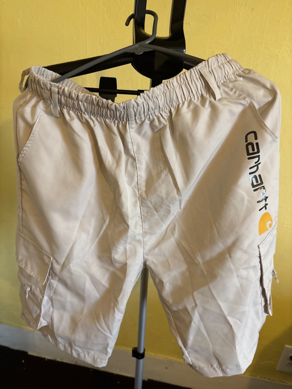 Carhartt Men’s Light Tan Cargo Shorts with Logo Youth XL